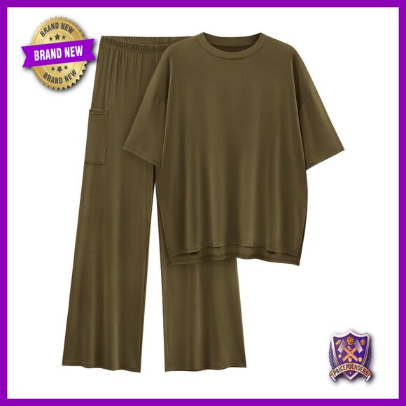 Oversized Lounge Set with Pockets Loose Fit Soft Knit 2-Piece
